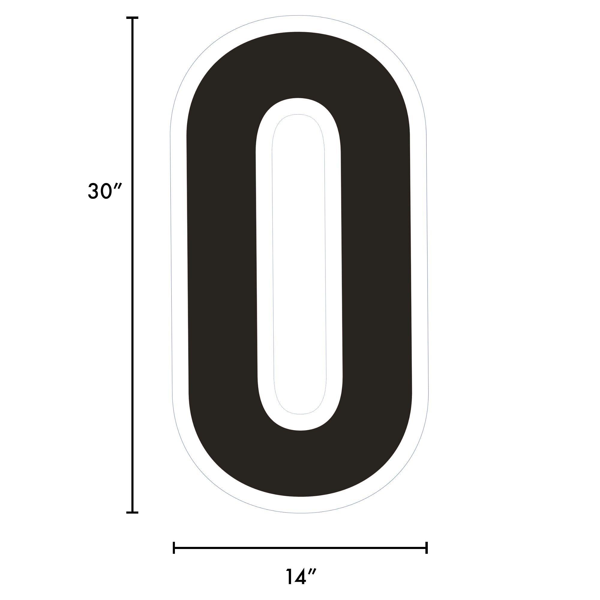 Black Number (0) Corrugated Plastic Yard Sign, 30in